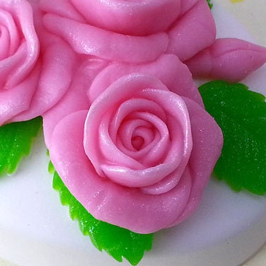 Roses on the oval silicone mold for soap making