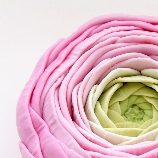 Ranunculus half opened bud flower silicone mold for soap making