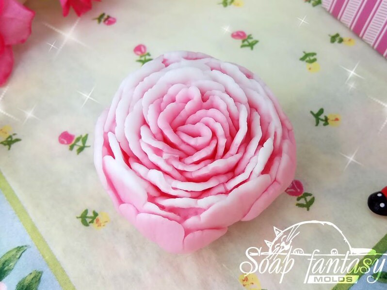 Half opened peony bud silicone mold for soap making