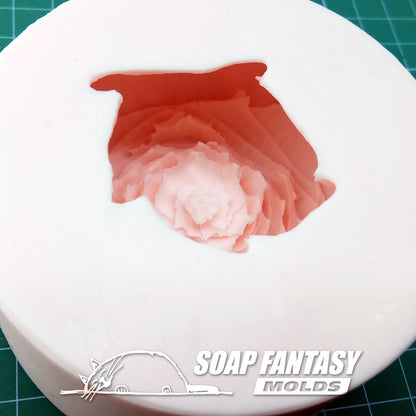 Ranunculus half opened bud flower silicone mold for soap making