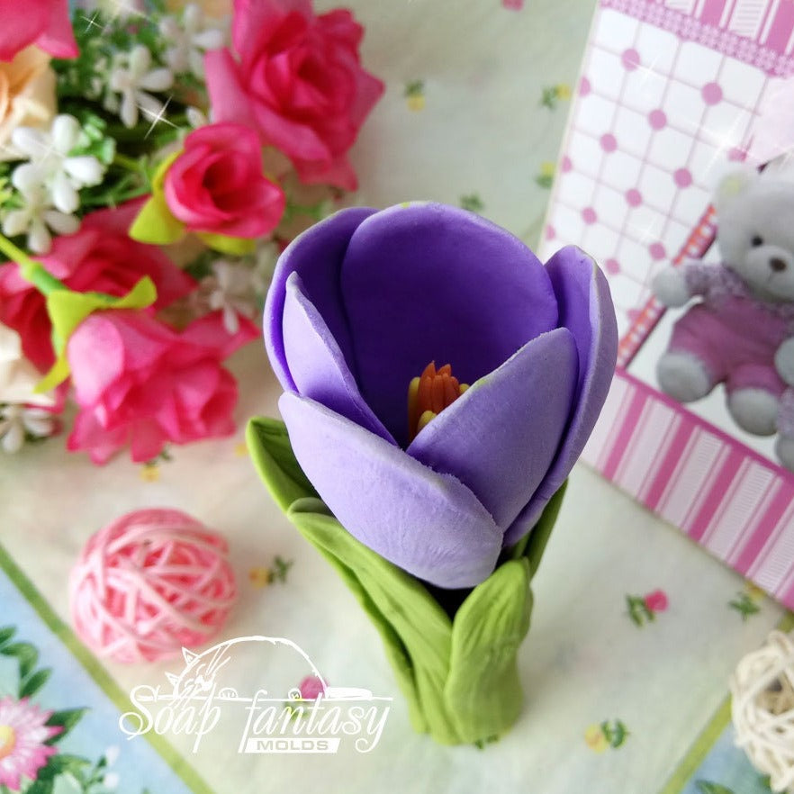 Spring crocus flower silicone mold for soap making
