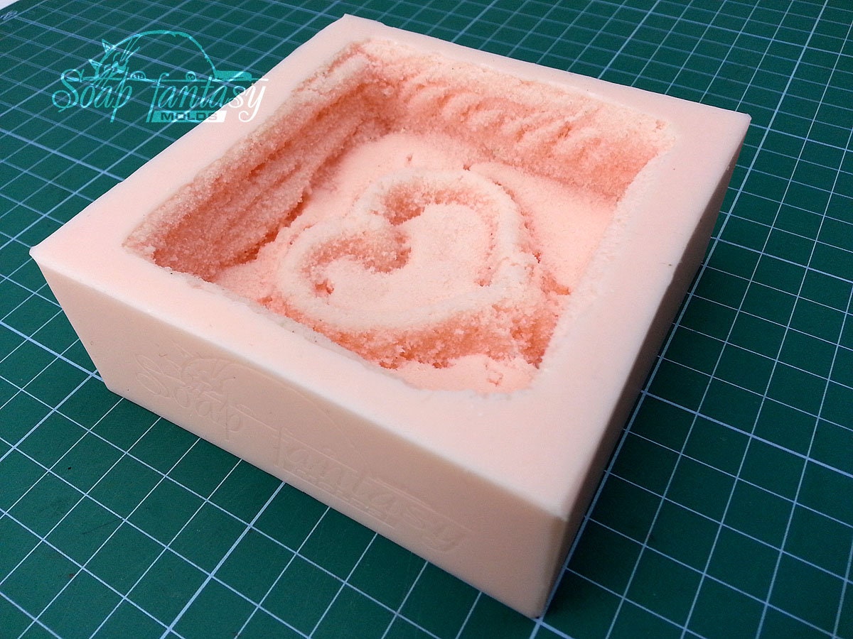 Sand (or snow) soap with a heart silicone mold for soap making