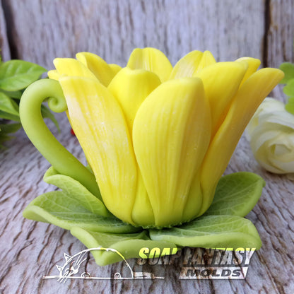 Sunflower cup and saucer silicone mold for soap making