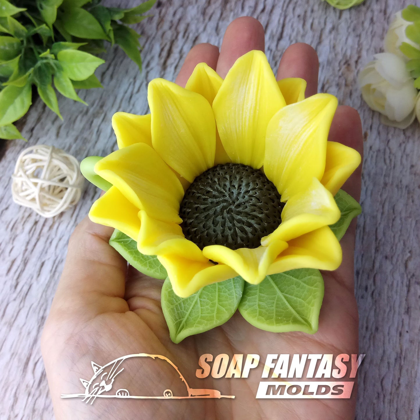 Sunflower cup and saucer silicone mold for soap making