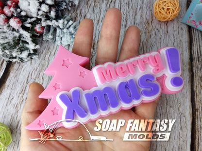 Merry Xmas with a Christmas tree silicone mold for soap making