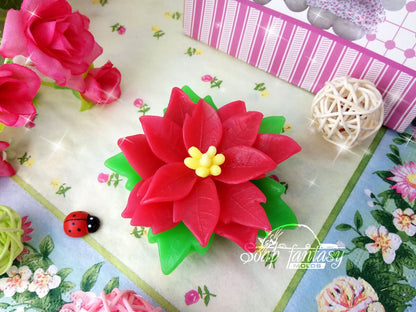 Poinsettia with leaves silicone mold for soap making