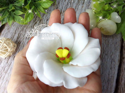 Eustoma "Arena White" flower silicone mold for soap making