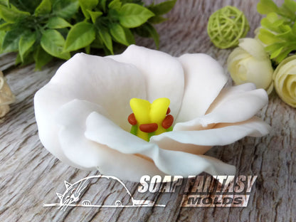 Eustoma "Arena White" flower silicone mold for soap making