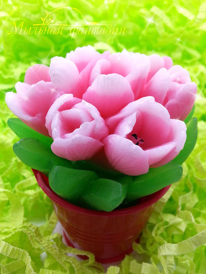 Bouquet of 7 Tulips flower silicone mold for soap making