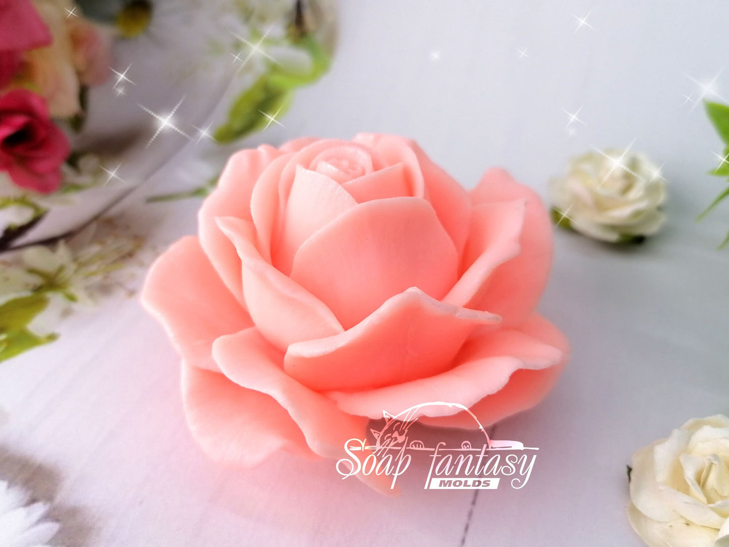 Big rose Aurora flower silicone mold (mould) for soap making and candle making