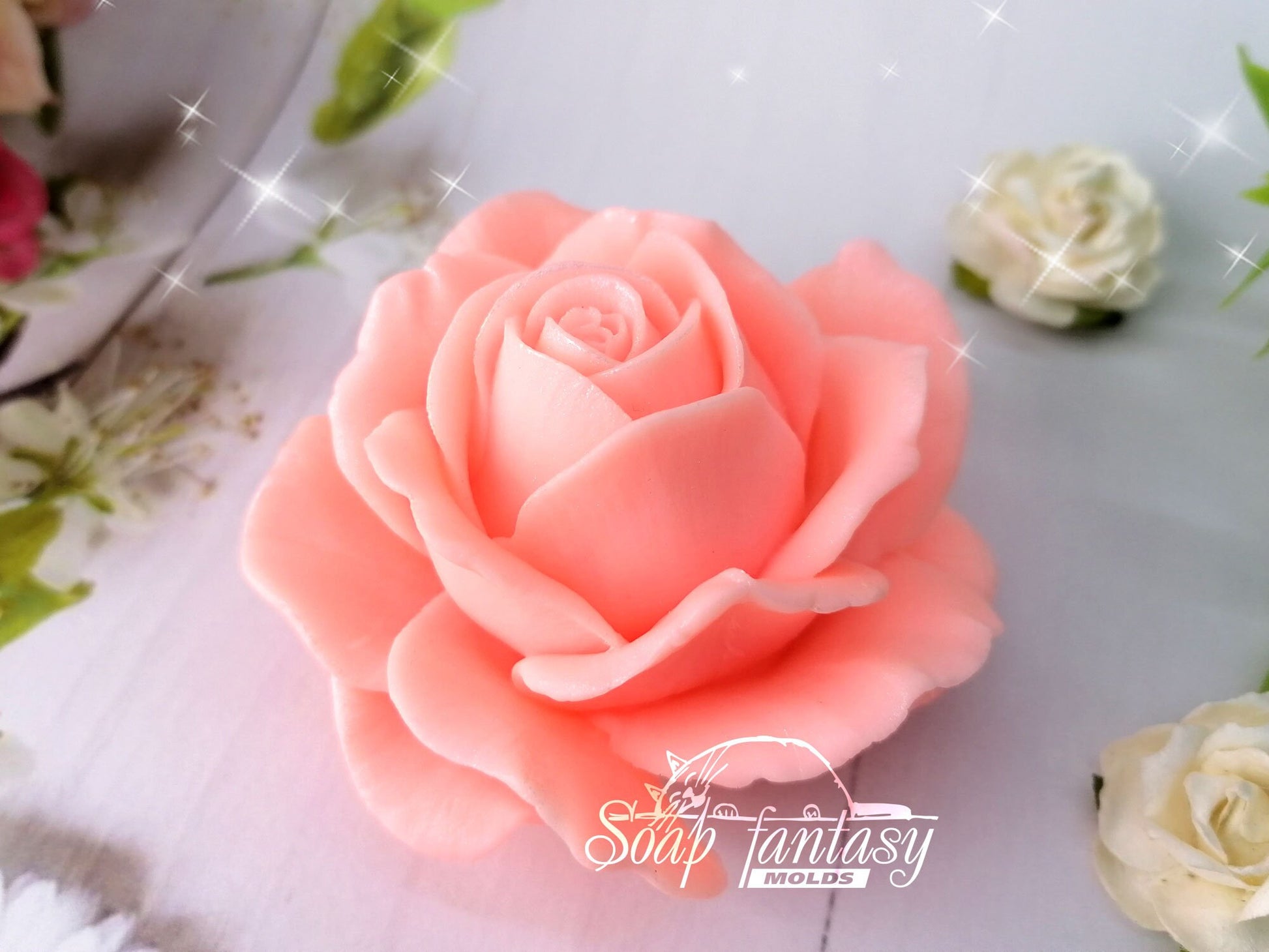 Big rose Aurora flower silicone mold (mould) for soap making and candle making