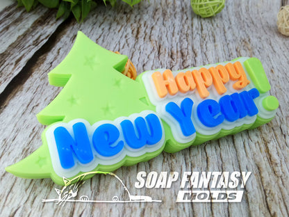 Happy New Year with a Christmas tree silicone mold for soap making