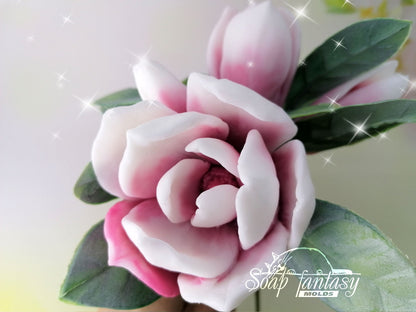 Magnolia soulangeana flower silicone mold for soap making