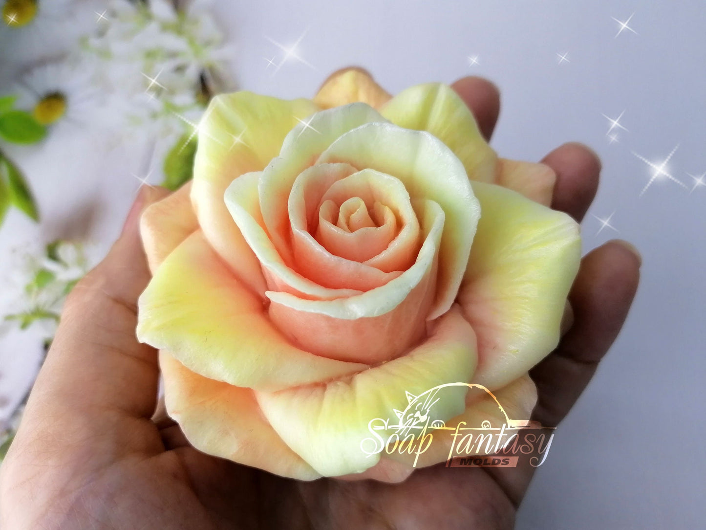 Big rose "Orange Queen" silicone mold for soap making