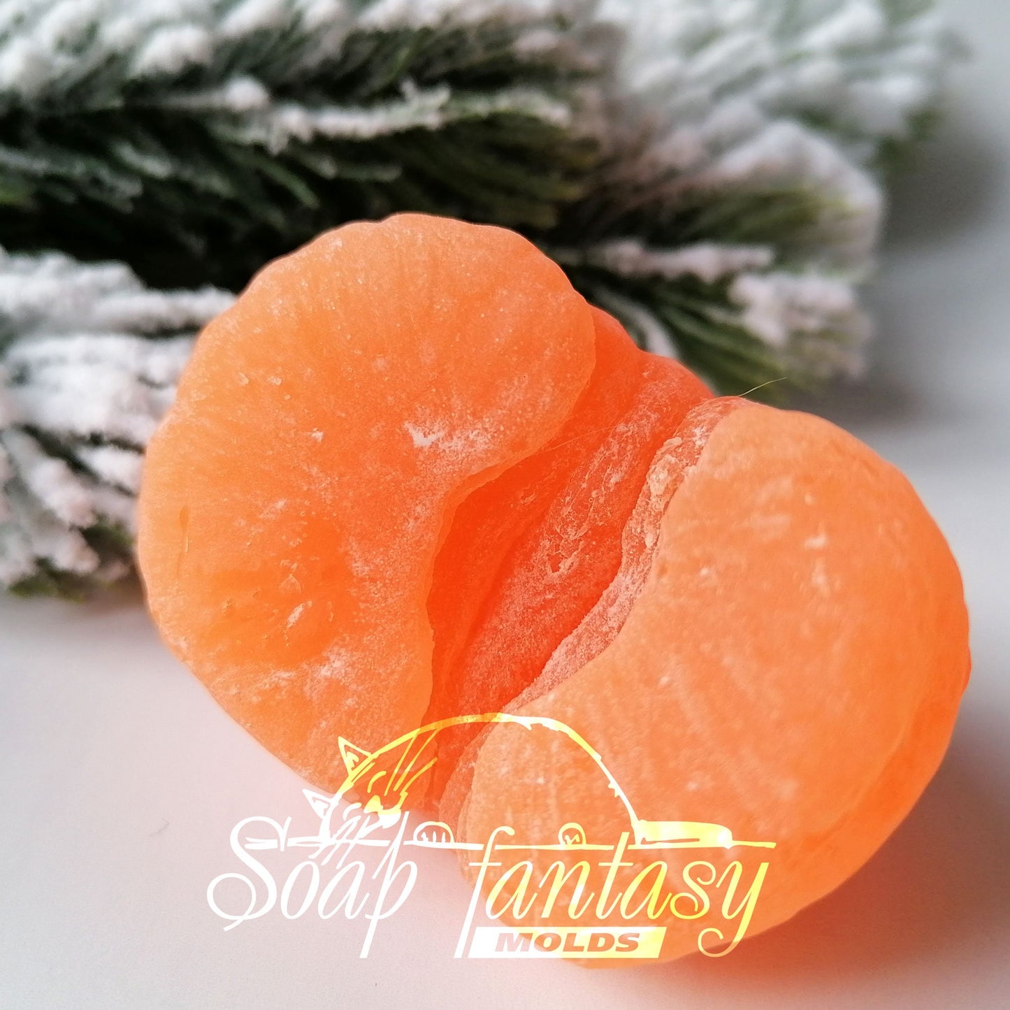 Half tangerine (peeled) silicone mold for soap making