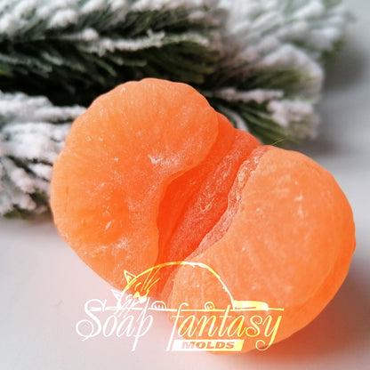 Half tangerine (peeled) silicone mold for soap making