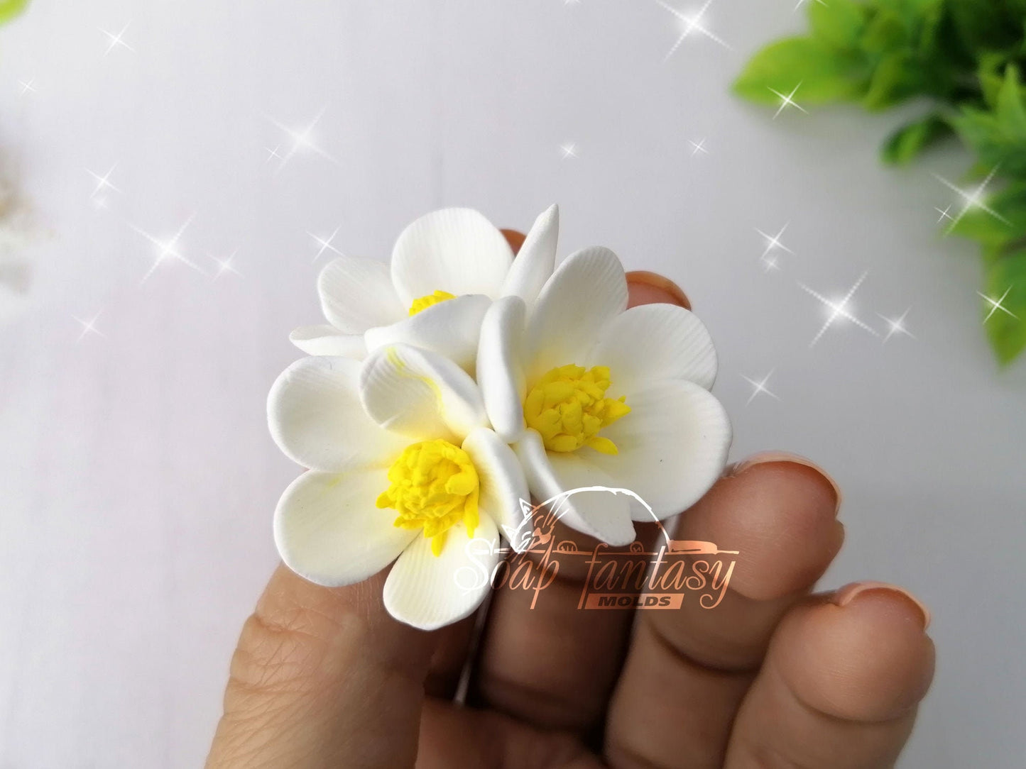 Triple strawberry flowers (bouquet insert) silicone mold for soap making