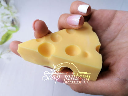 A piece of cheese silicone mold for soap making (without decor)