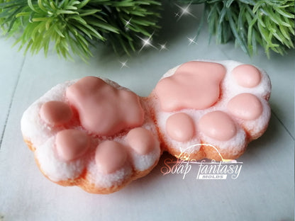 Fluffy tiger (cat) paws silicone mold for soap making