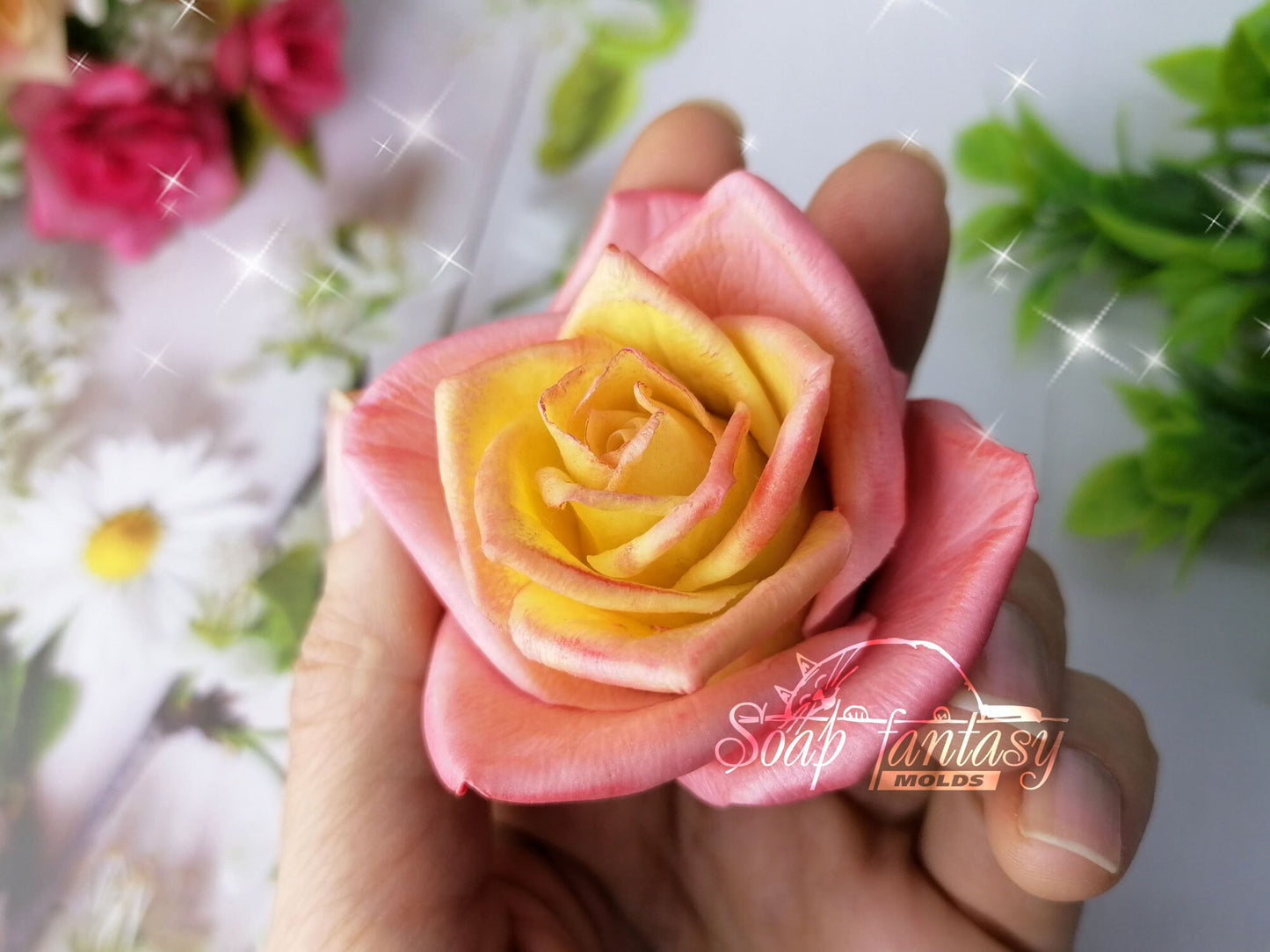 Tiffany Rose (realistic thin petals) silicone mold for soap making (For experienced craftsmen)