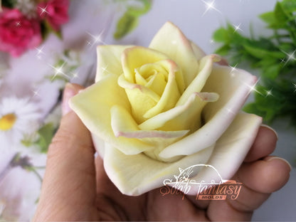 Tiffany White Rose (realistic thin petals) silicone mold for soap making (For experienced craftsmen)