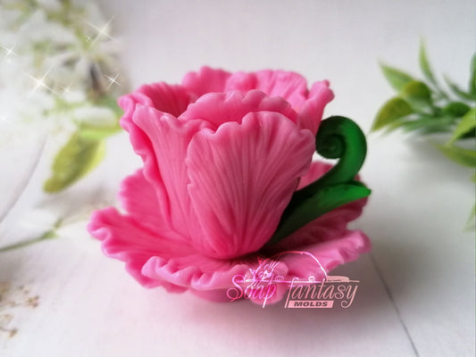 Tulip mini cup and saucer silicone mold for soap making