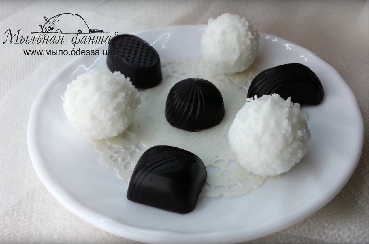 Chocolate or coconut candies set silicone mold for soap making