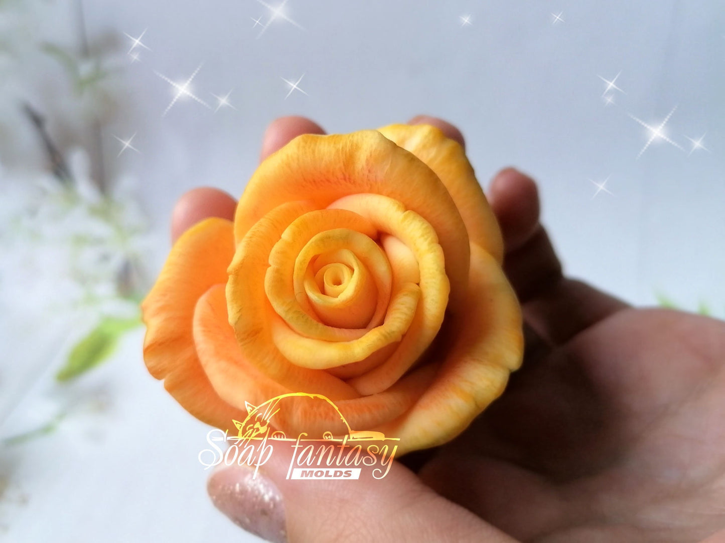 Half-blooming rose "Esperanse" silicone mold for soap making