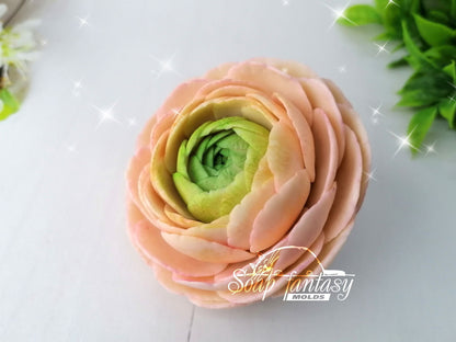 Ranunculus "Amandine" flower silicone mold for soap making