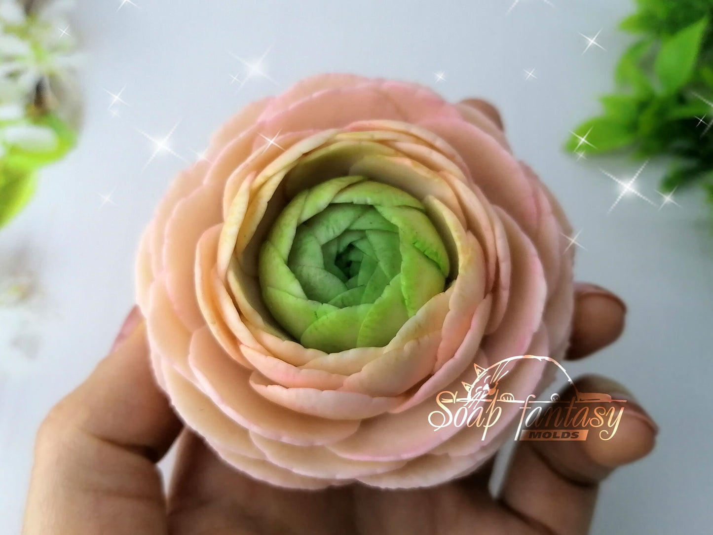 Ranunculus "Amandine" flower silicone mold for soap making