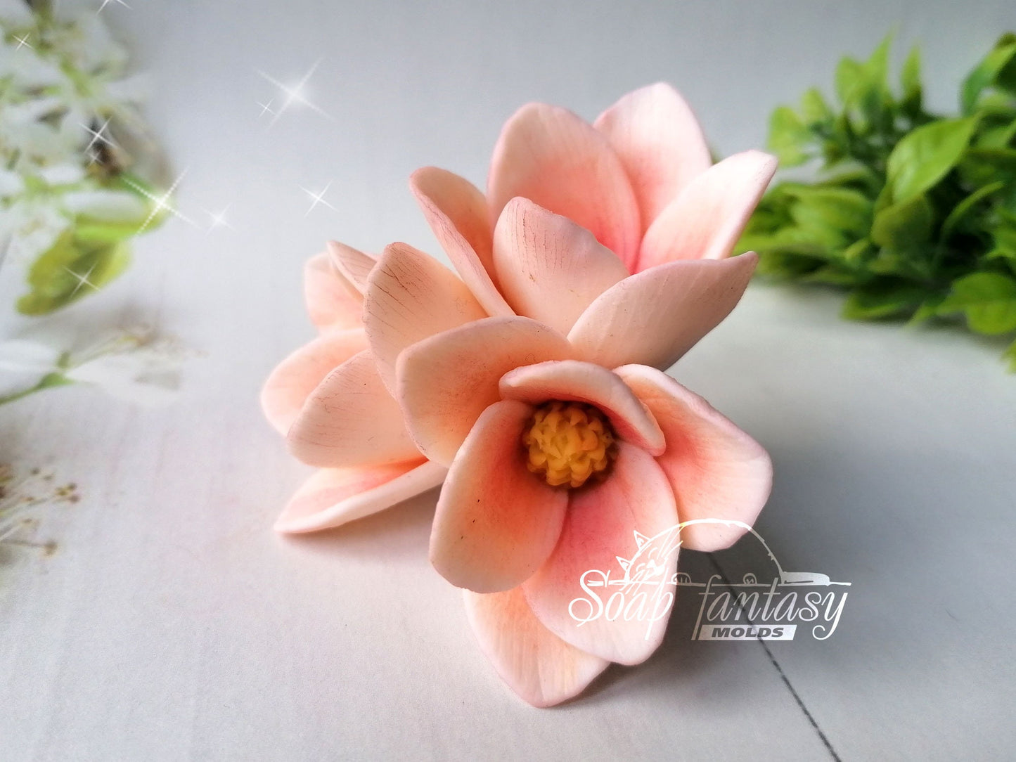 Magnolia triplet flower silicone mold for soap making