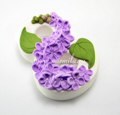 8 with lilac flowers silicone mold for soap making