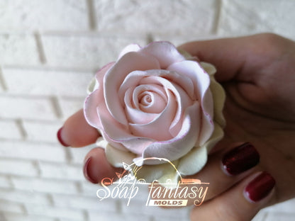 Medium rose "Estelle" silicone mold for soap making