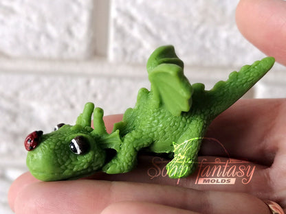 Little Emerald dragon silicone mold for soap making