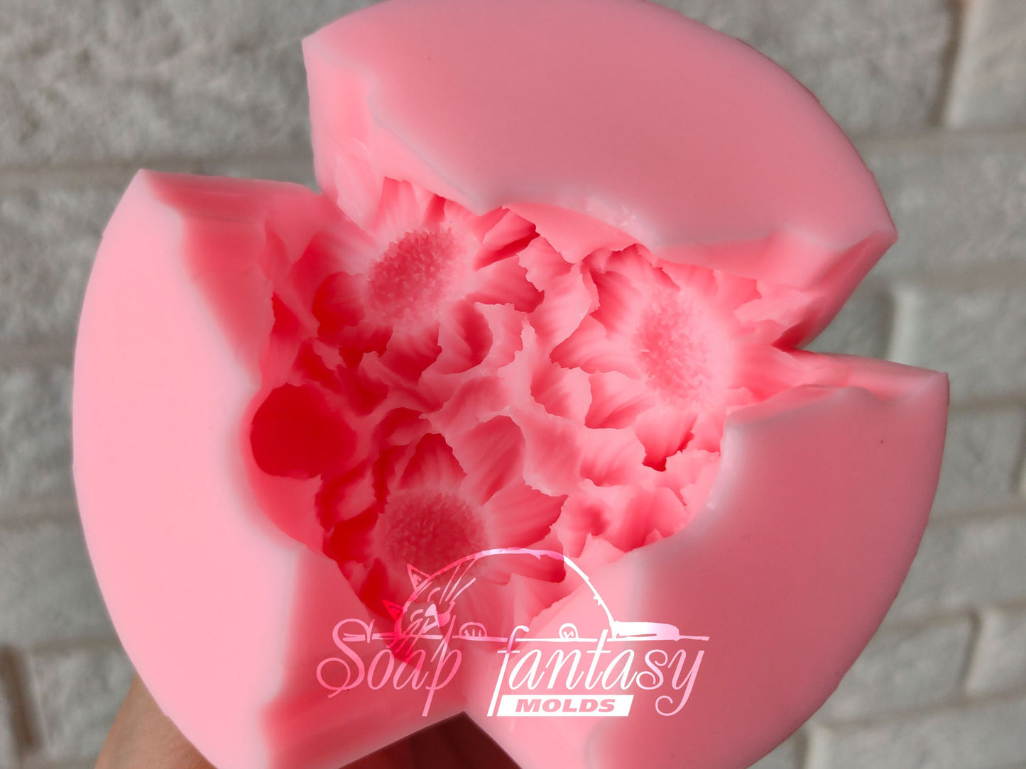Daisy triplet flower silicone mold for soap making