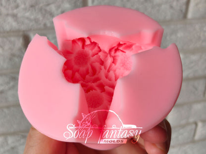 Daisy triplet flower silicone mold for soap making